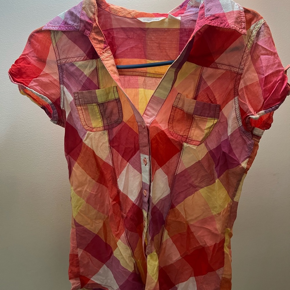 Maurices Colorful Plaid Button-Up Shirt
